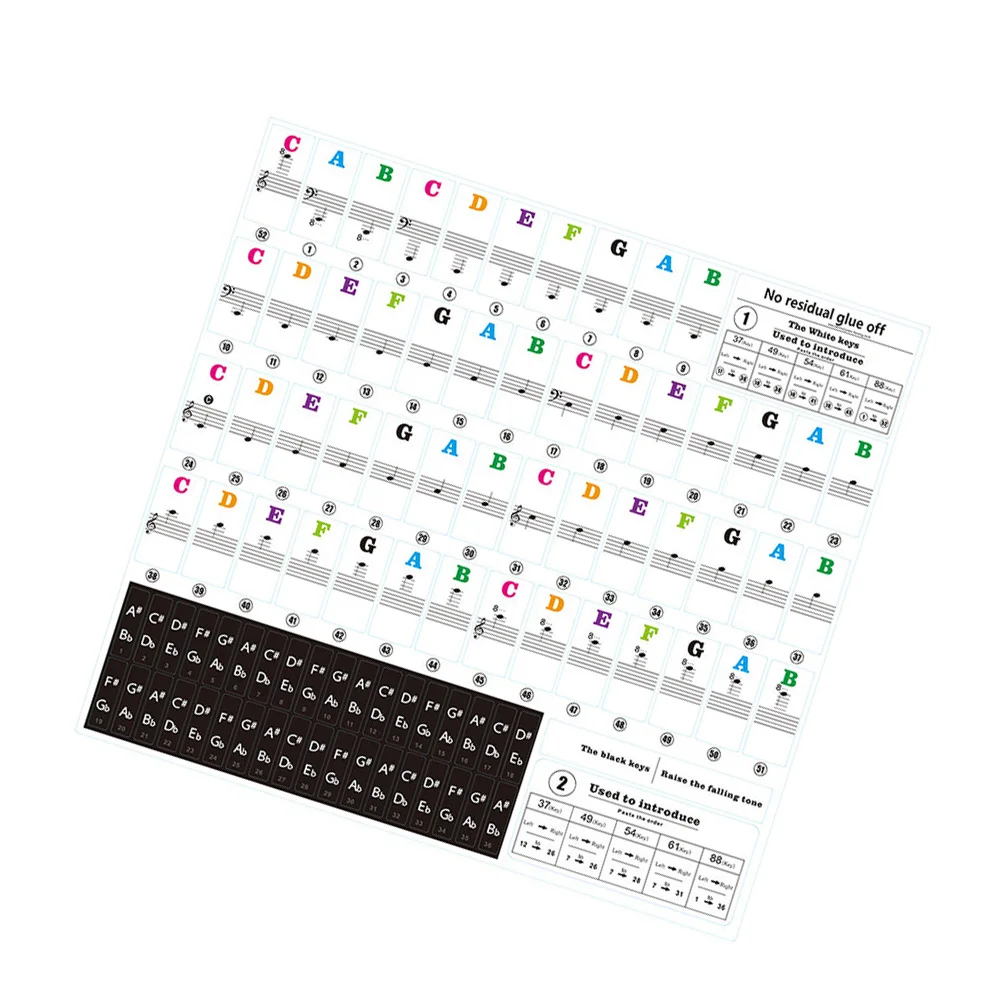 

1Set Piano Keyboard Stickers Transparent Electronic Organ Keyboard Sticker Easy Apply Reusable for Beginners Learning Music