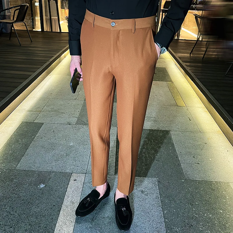 2023 Korean Style Men Spring High Quality Business Suit Trousers/Male Slim Fit Fashion Office Dress Suit Pants Plus Size 29-36