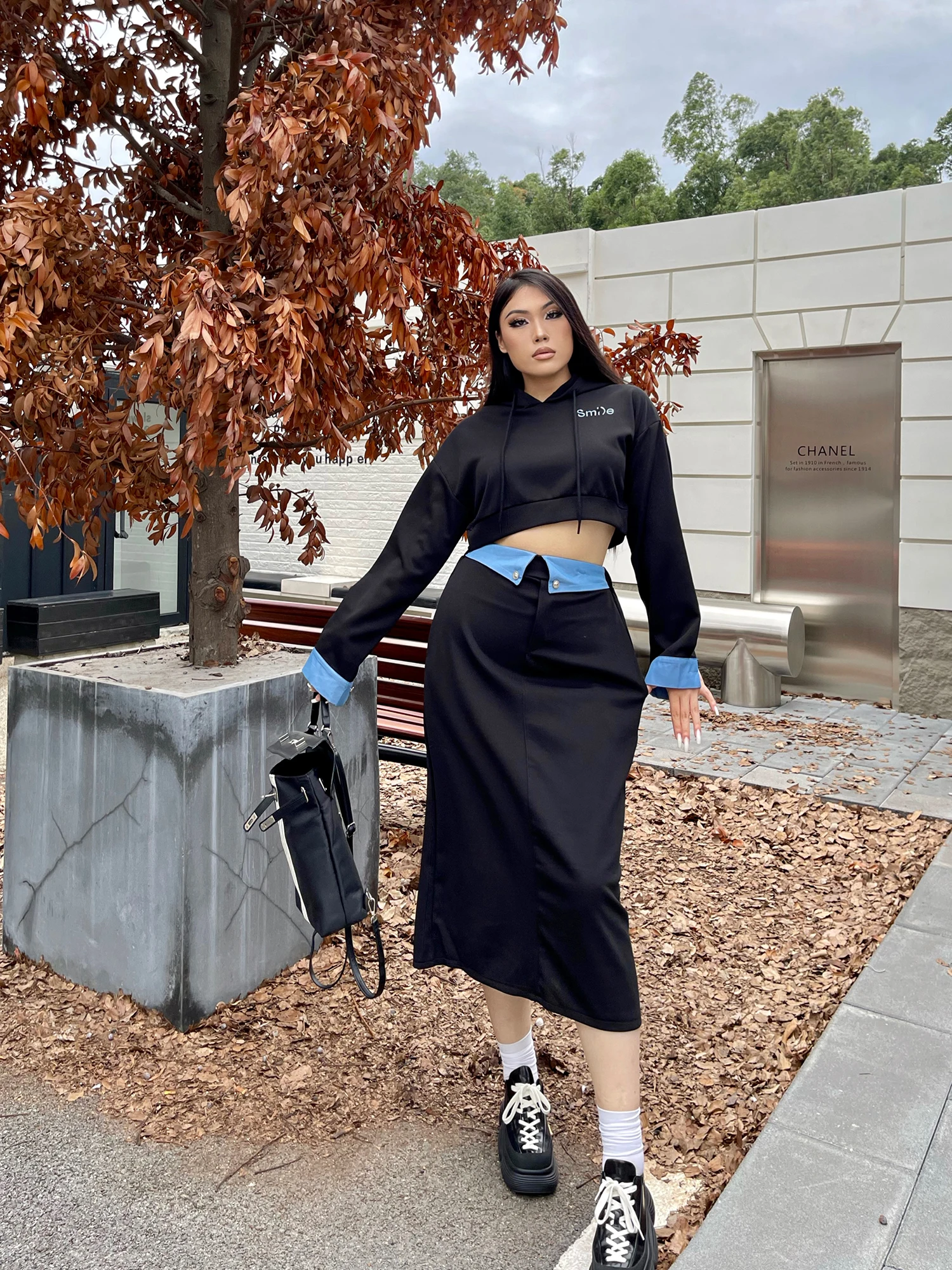 

Loose Fit Hoodie And High Waist Skirt Set for plus Size Women Autumn Faion Outfit Sweet And Spicy Two Piece Set