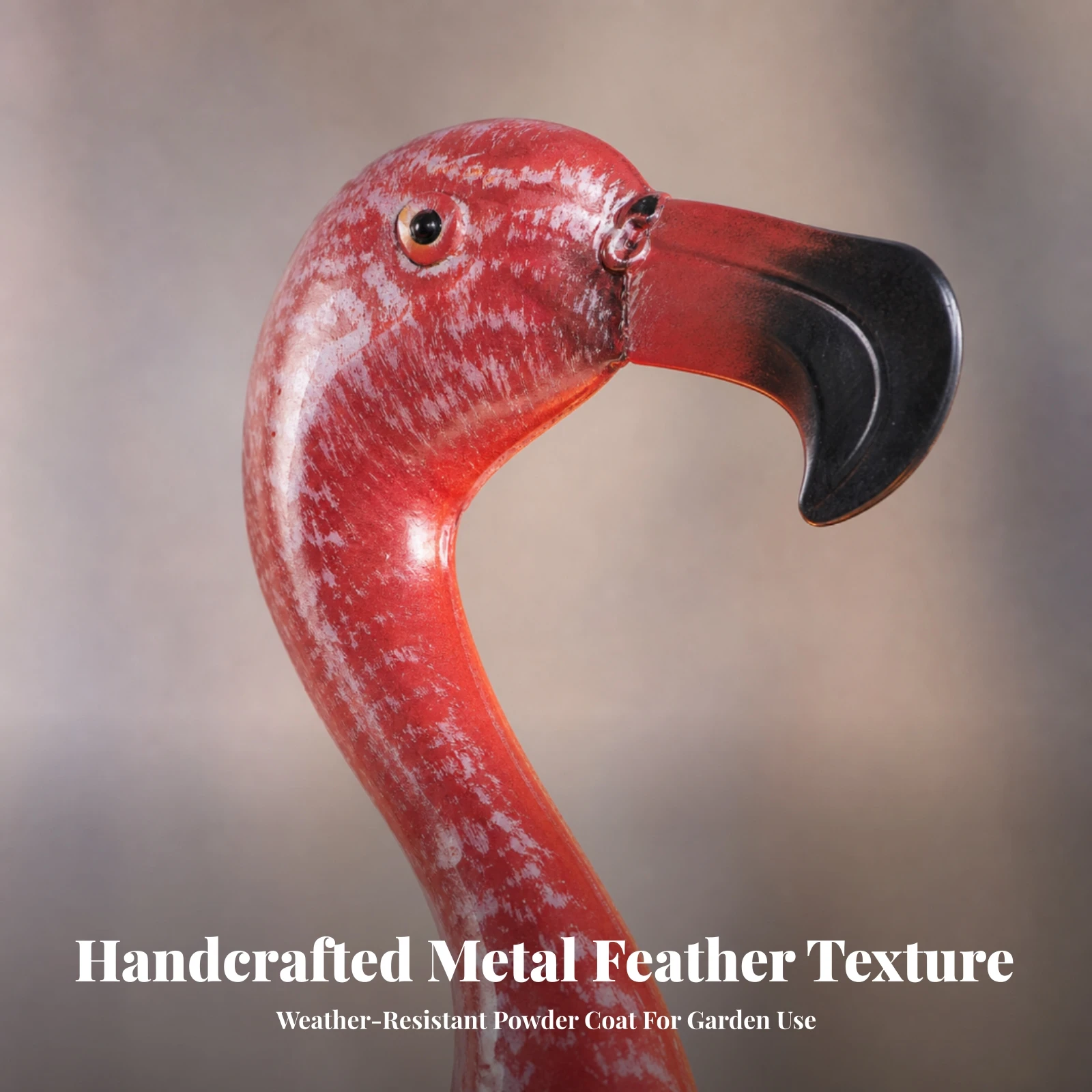 Flamingo Sculpture Outdoor Metal Flamingo Statues Artisan Textured for Gardeners, Garden, Patio