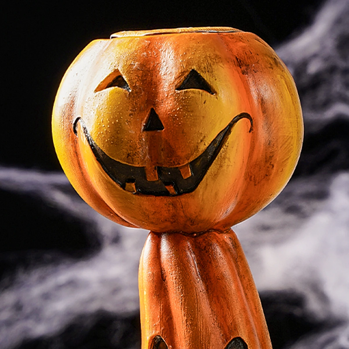 Retro Pumpkin Stack Candlestick 4