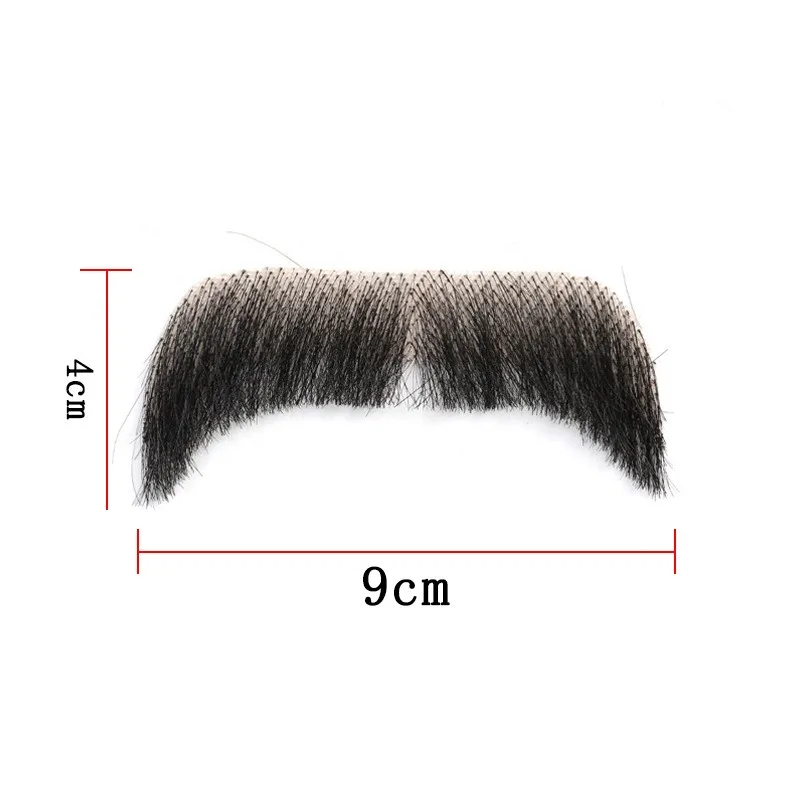 For Makeup Cosplay Human Hair Full Hand Tied Facial Hair Black False Beards Lace Invisible Fake Face Mustache Party Movie image 5