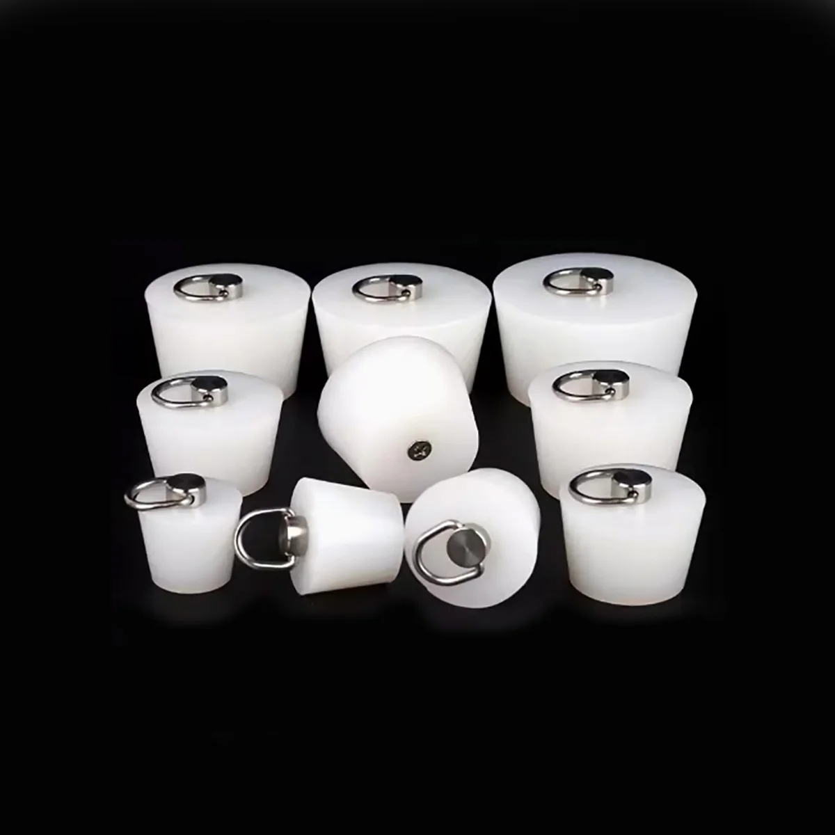 

D-Type Stainless Steel Ring Silicone Plug Bathtub Sealing Plug Solid Silicone Stopper Conical Plugs High Temperature Resistance