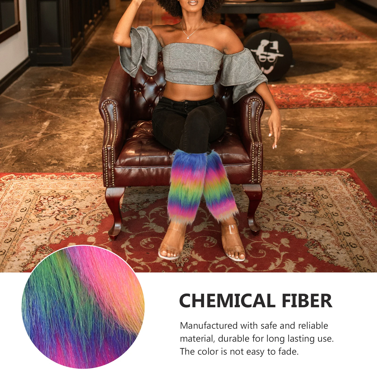 

1 Pair Furry Sleeves Soft Colorful For Cosplay Carnival Party Costume Women Leg Sleeves Cosplay Costume Leg Warmer