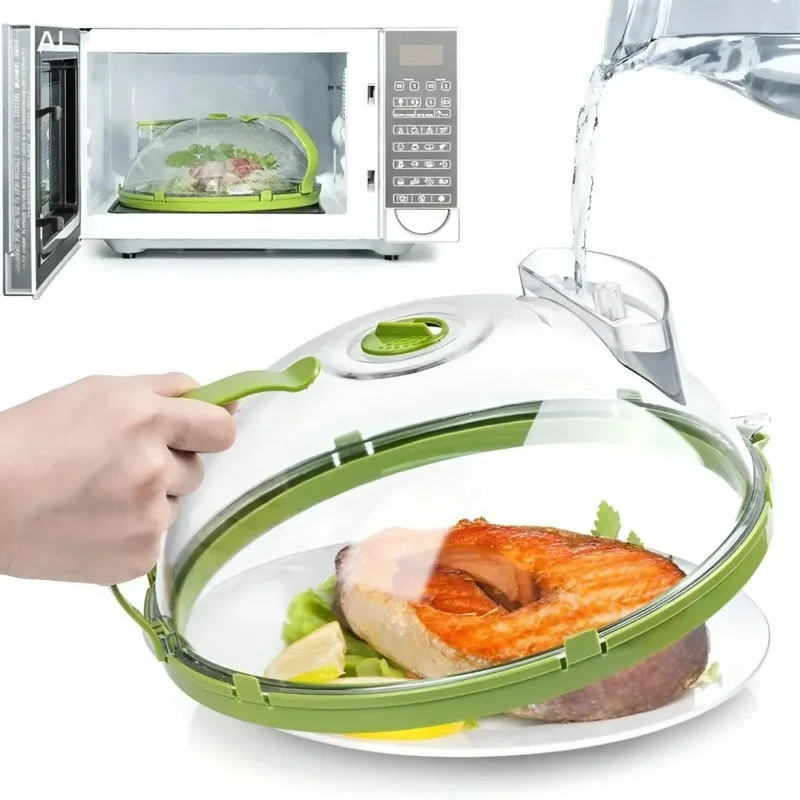 

Microwave Splatter Cover with Water Steamer 10 inch Clear Microwave Plate Cover Lid for Food Kitchen Gadgets Accessories