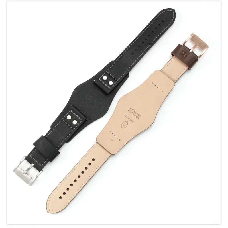 ل الأحفوري Ch3051 Ch2564 Ch2565 Ch2891 حزام الساعات سلسلة صينية حقيقية متكاملة جلد البقر مقاوم للماء لينة مريحة 22 مللي متر