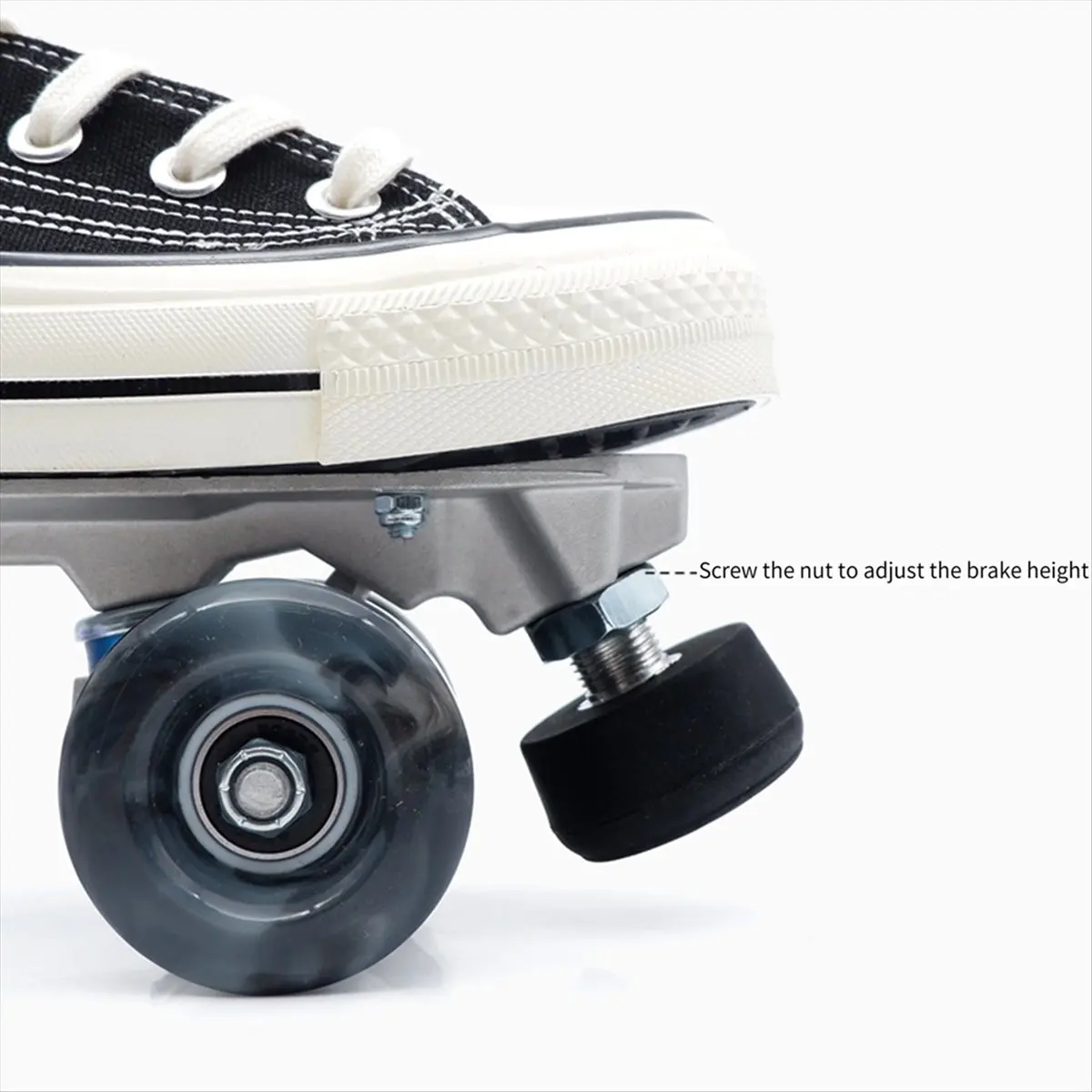Quad Skates Break Front Roller Skating Stop Brake Sliding Sports 4 Wheels Skate Shoes Accessories Universal Black-TCES