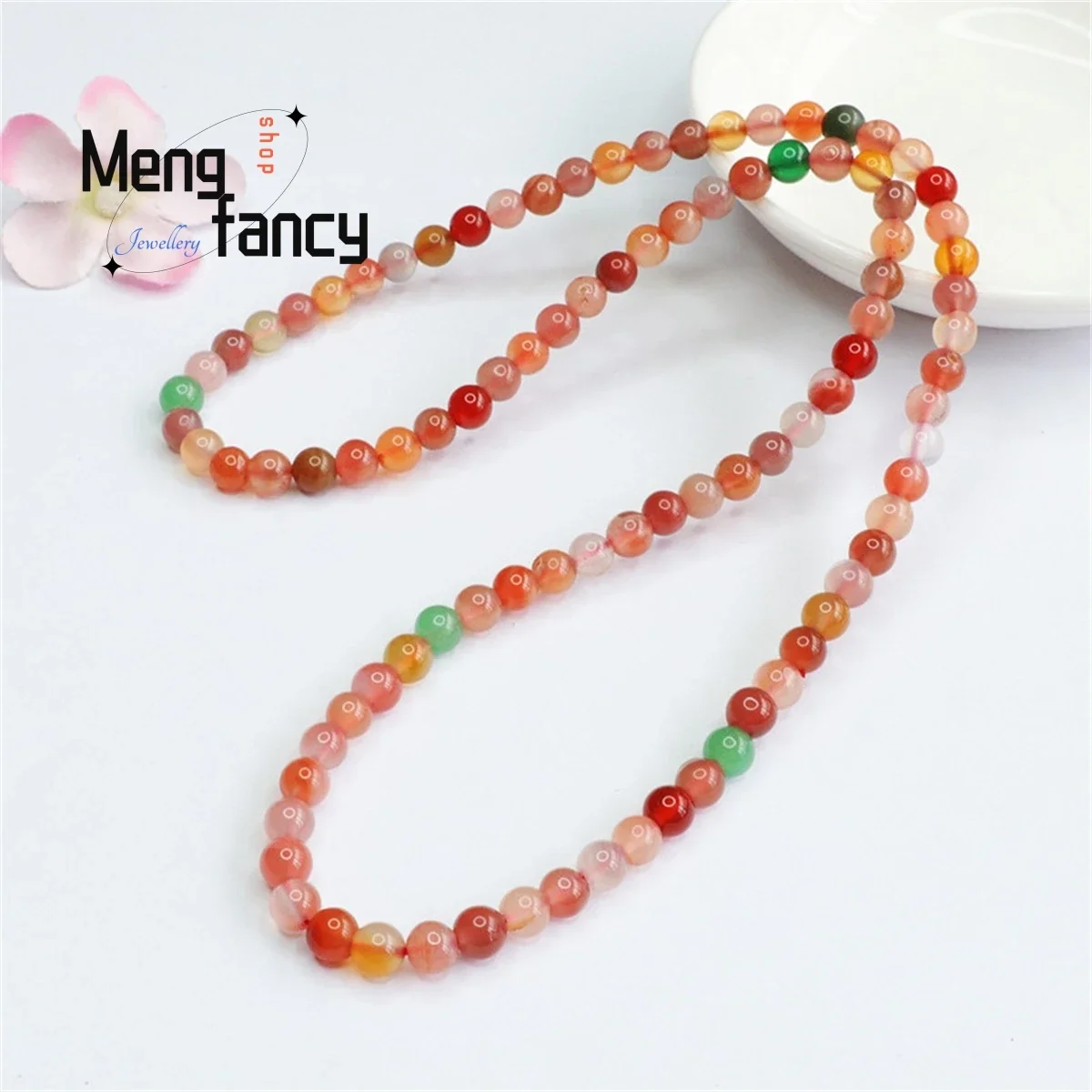 Natural Yanyuan Agate Multi-circle Multi-color Candy Beads Bracelet Necklace Boutique Simple Generous Personality Men Women Gift