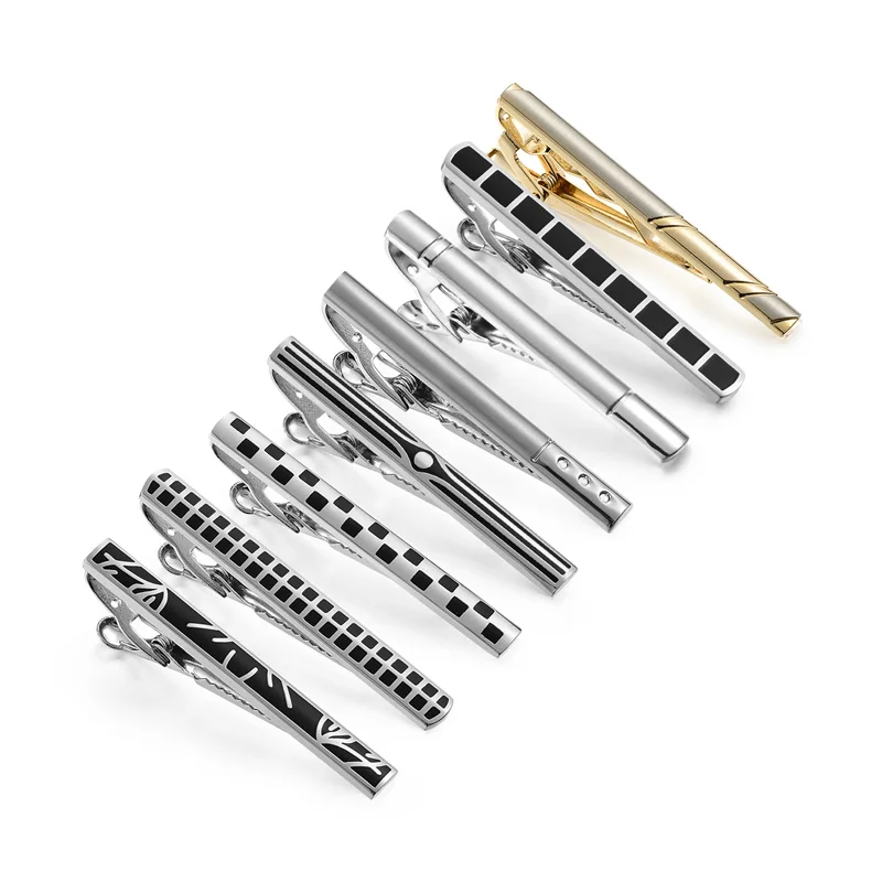 8 PCS Metal Tie Clip Set With Gift Box Wedding Guests Gifts For Man Shirt Cufflinks Men\'s Gift Husband Luxury Jewelry Business