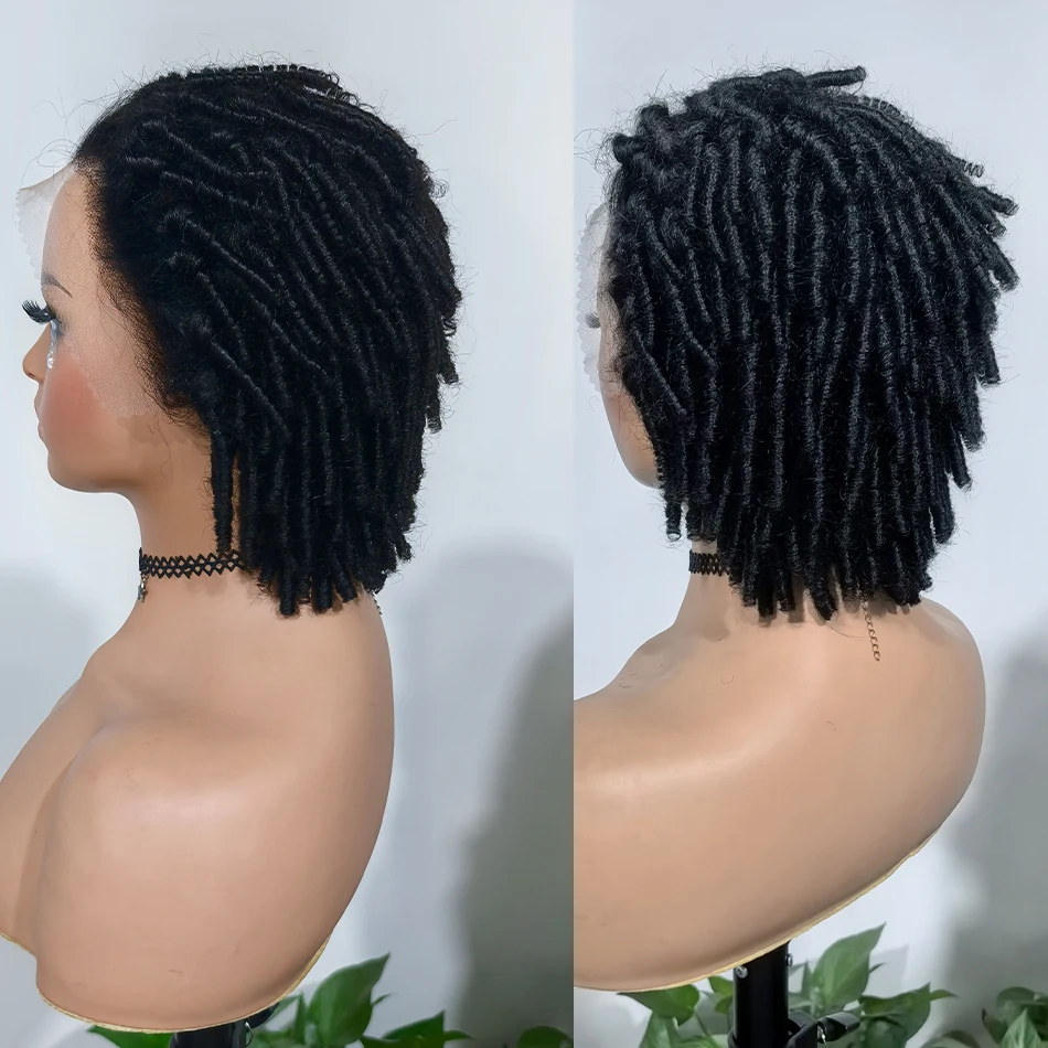 100% Malaysia Human Hair African Bob Kinky Twist Curly 13X4 Lace Front Wigs Fluffy Braided Dreadlock Curly 5X5 Lace Closure Wigs