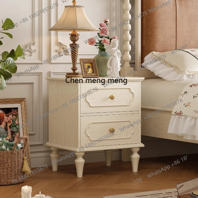 American white bedside table Bedroom bedside storage French cream wind storage cabinet