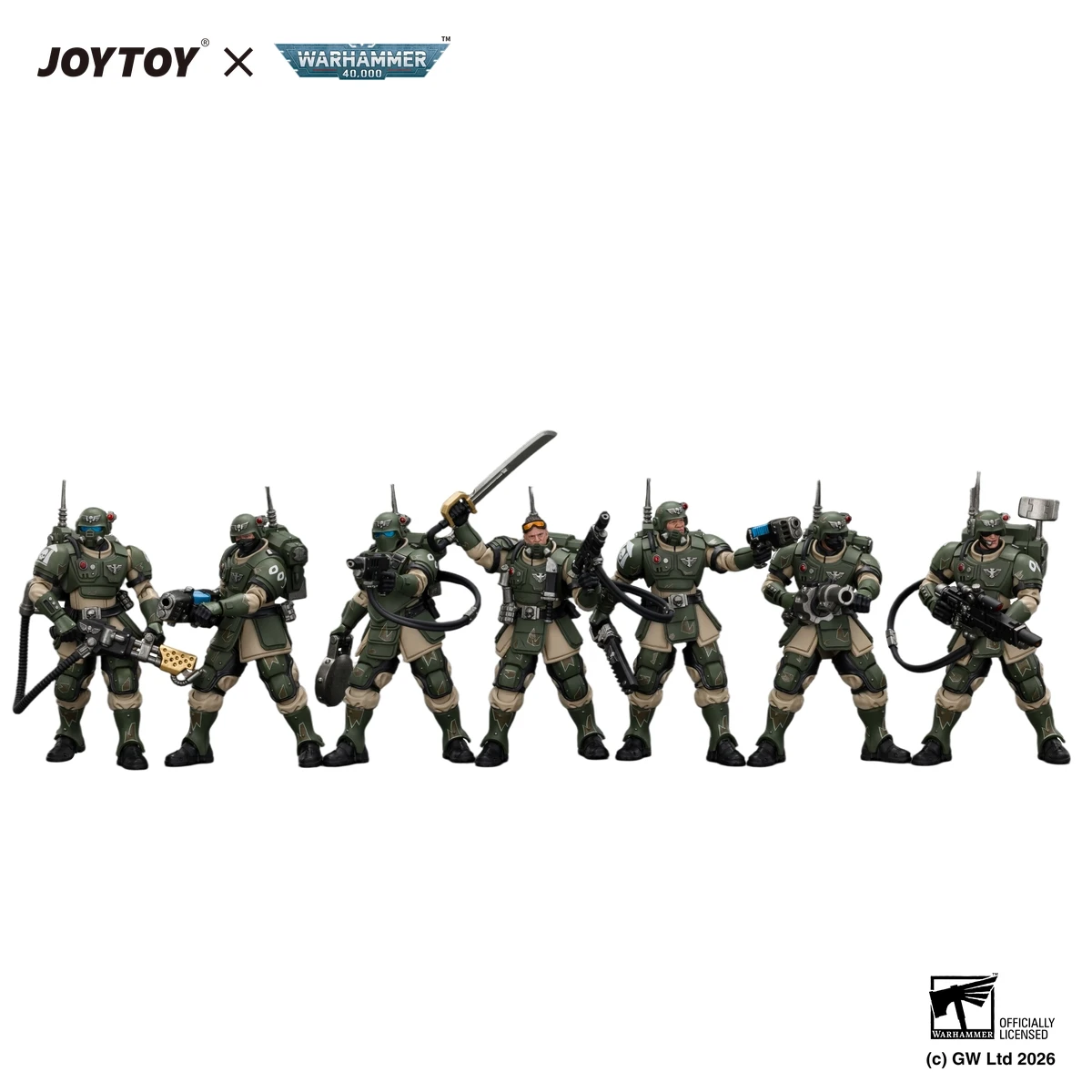JOYTOY Warhammer 40k Actionfiguren Astra Militarum Kasrkin mit Kettenschwert und Plasmapistole