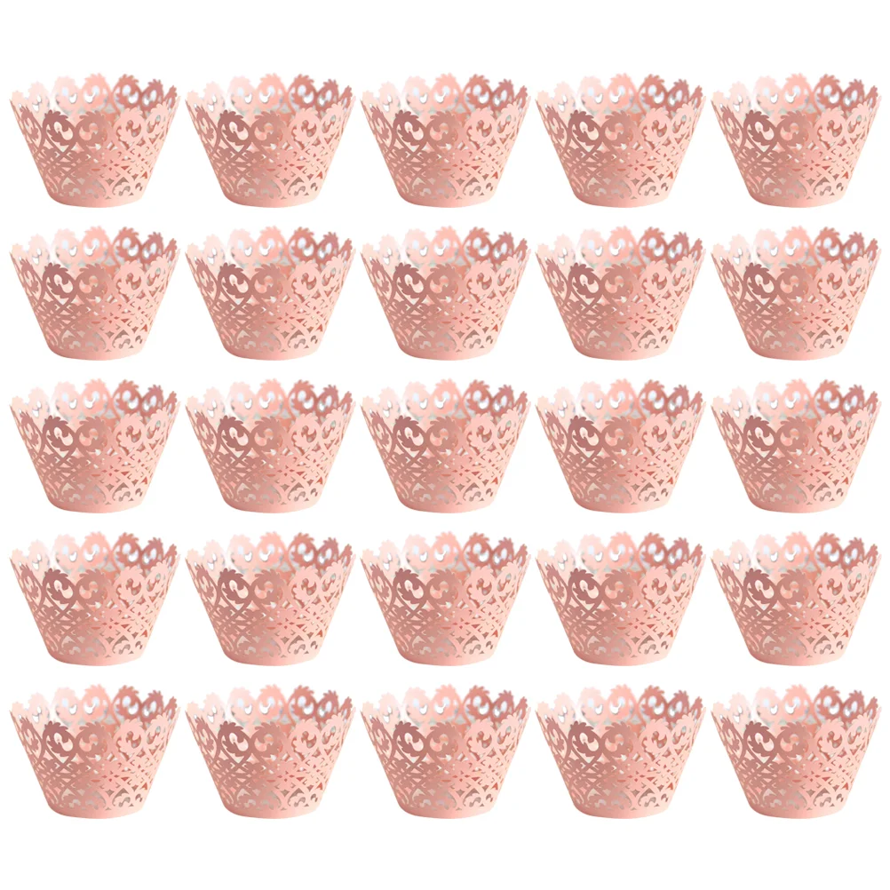 

50 Pcs Individual Cupcake Boxes Paper Cups Dessert Wraps Lace Muffin Wrapping Cakes