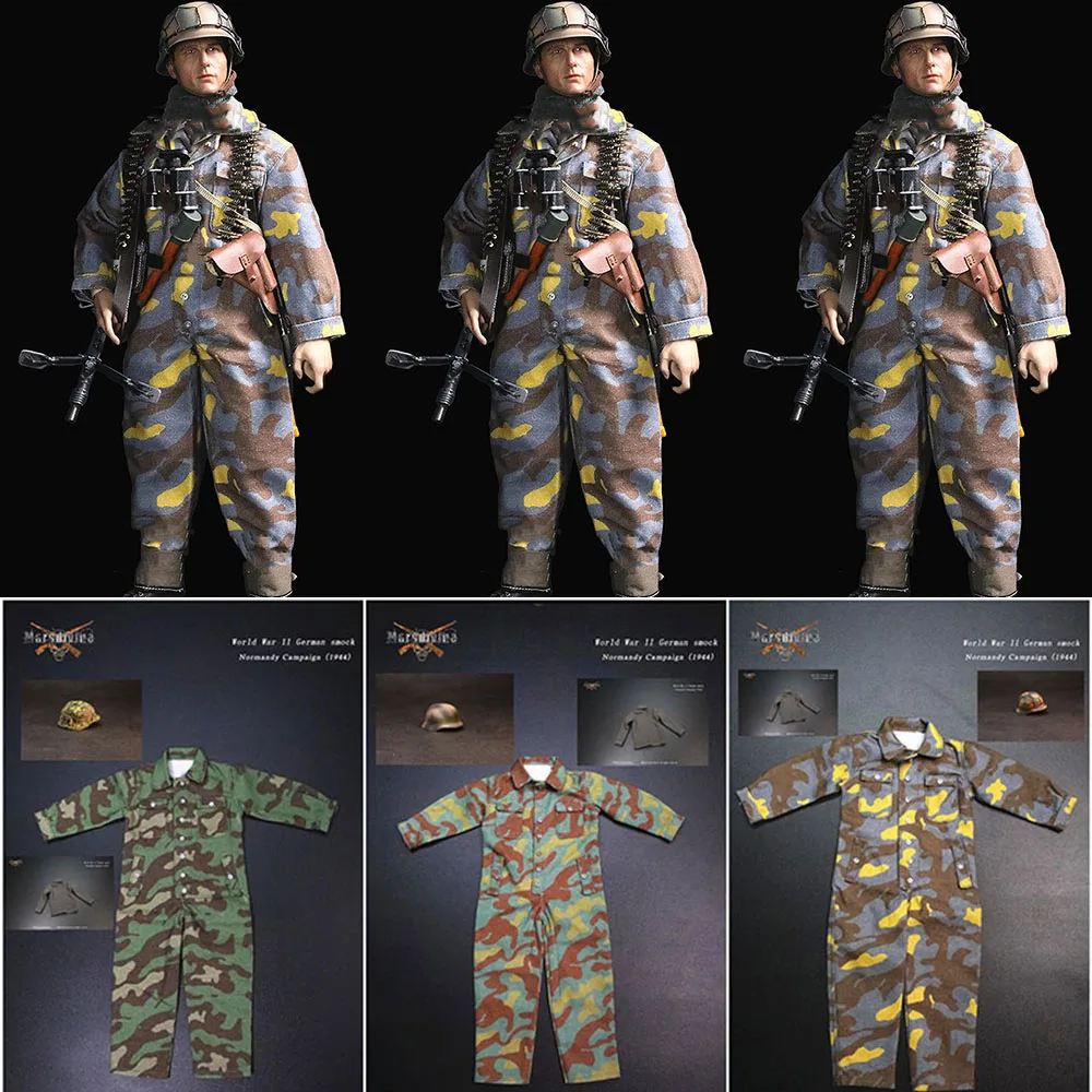 Mars Divine G-011 1/6 Men Soldier Jumpsuits World War Ⅱ Metal Helmet Sweaters Camouflage Battle Uniform For 12