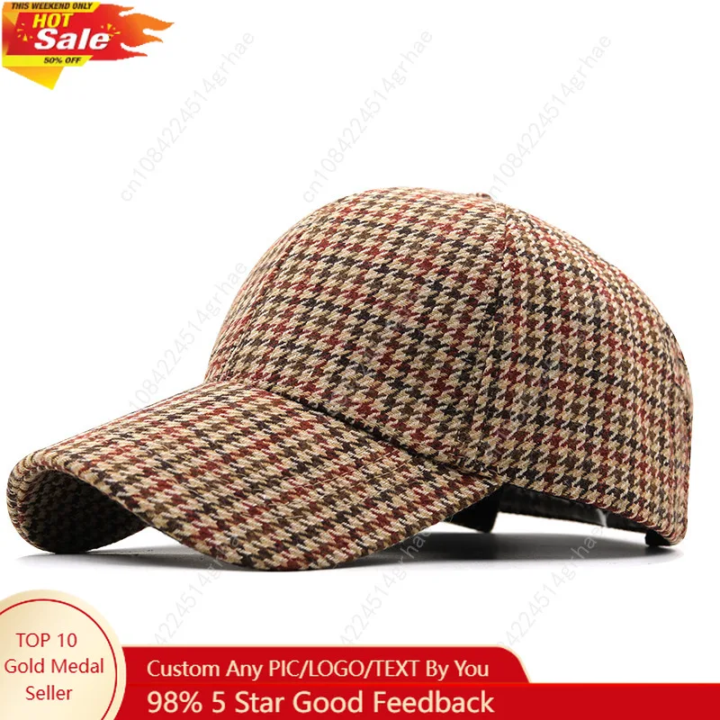 Plaid Baseball Cap - Warm, Lightweight & Adjustable for Autumn/Winter Outdoor Activities