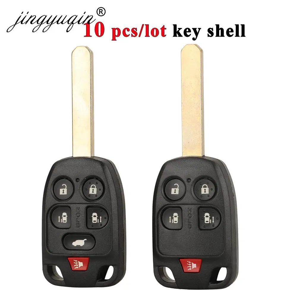 jinyuqin 10pcs/lot 5/6 Buttons Remote Key Shell Case Housing fob for Honda Odyssey Elysion with Uncut HON66 Blade Replcement