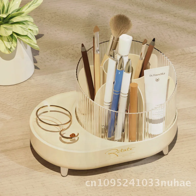 

Zuocheng современный минималистичный настольный ящик для хранения косметики кремово-белый пластиковый ведро для кистей для макияжа отсек держатель для ручек для