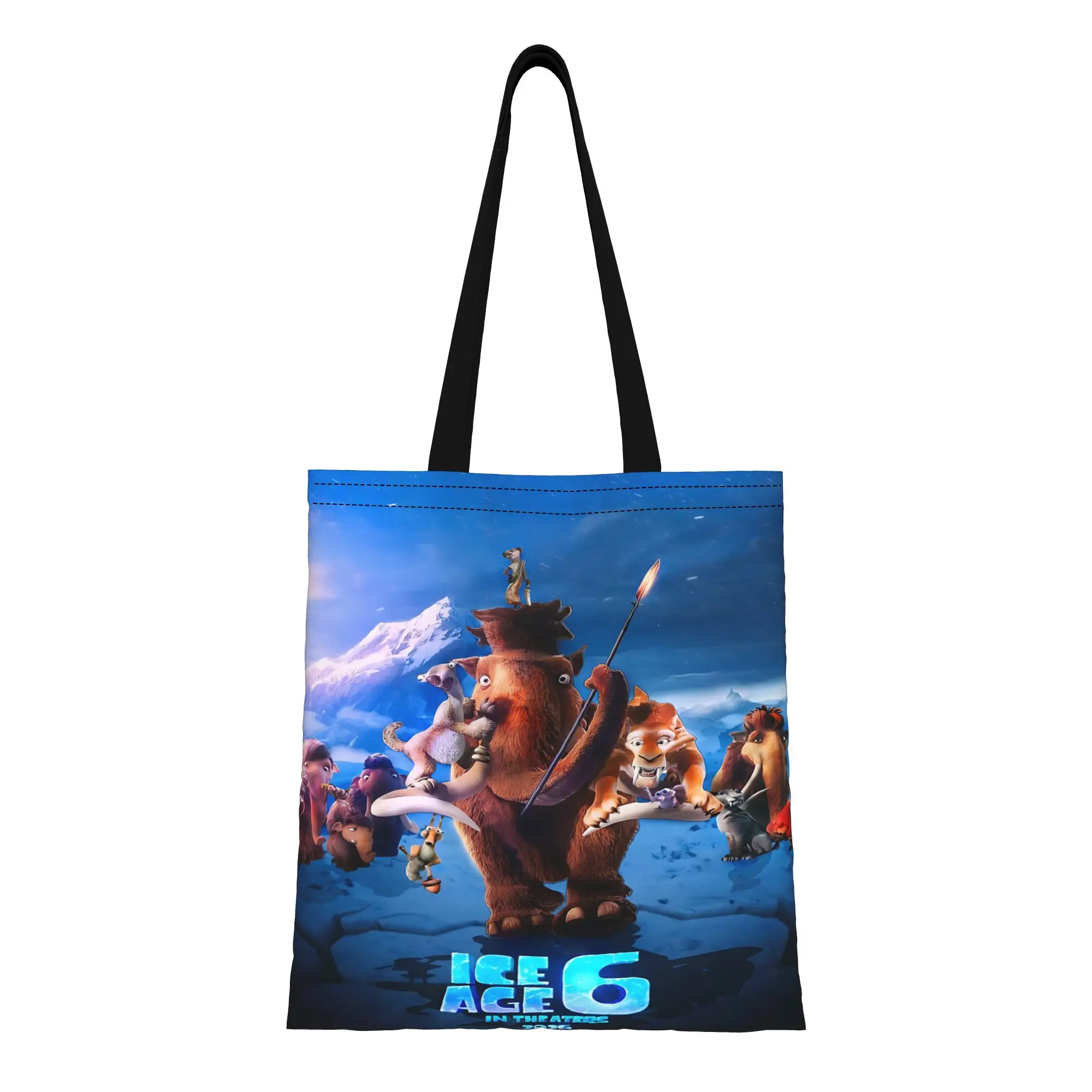Bolsa de Lona Plegable con Diseño Chic de la Era Glaciar, Manny, Scrat, Sid y Diego, Gran Capacidad, para el Primer Día de Clases, Nueva Colección 2026, Regalos