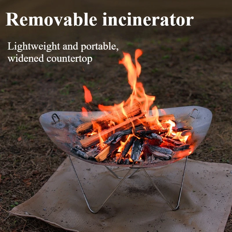 

Outdoor barbecue fire mat brazier camping stainless steel incinerator removable folding portable campfire stand firewood stove