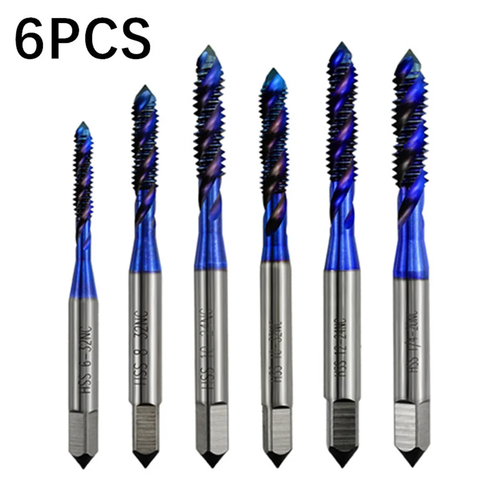 

6pcs HSS Metric Plug Tap Screw Tap Drill Blue Plated Machine Tap Threading Tools Spiral Tap Drill Machine Tap Hand Tools ﻿