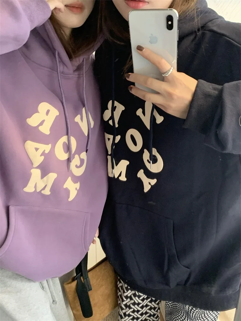 Autumn Winter Letter Print Hoodie Women Korean Casual Y2k Long Sleeve Pullover Shirt Y2k Korean Harajuku Oversize Sweatshirt New