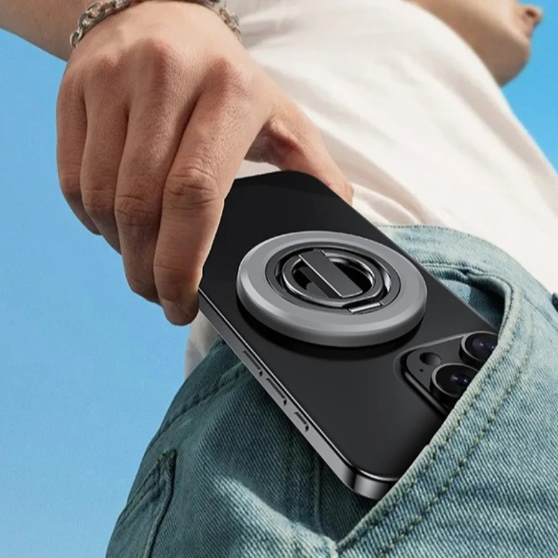 Podwójnie składany magnetyczny uchwyt na telefon z klejem 360 °   Obrotowy uchwyt pierścieniowy na biurko do iPhone'a 17 16 Pro Max, wykonany ze stopu. — zdjęcie produktu 6