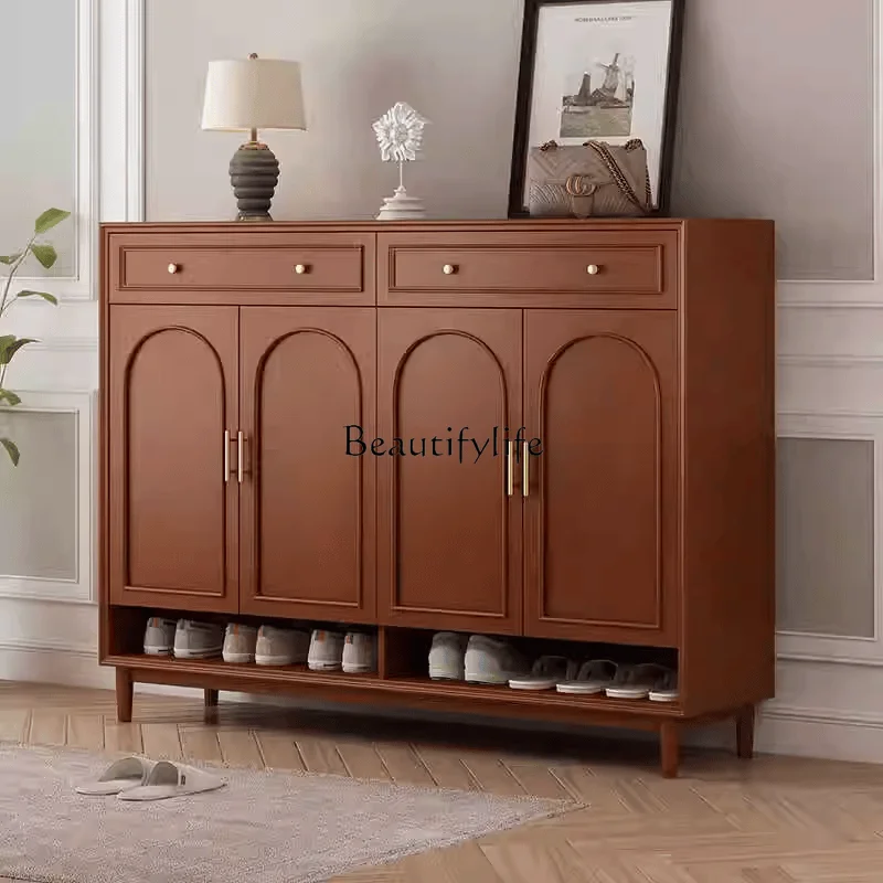 

French solid wood shoe cabinet, entrance cabinet, simple cherry household