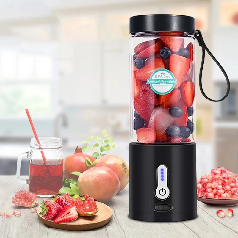 Portable Electric Juicer Smoothie Blender USB Rechargeable Food Processor Fruit Mixer Machine Mini Juicer Blender Cup 530ML