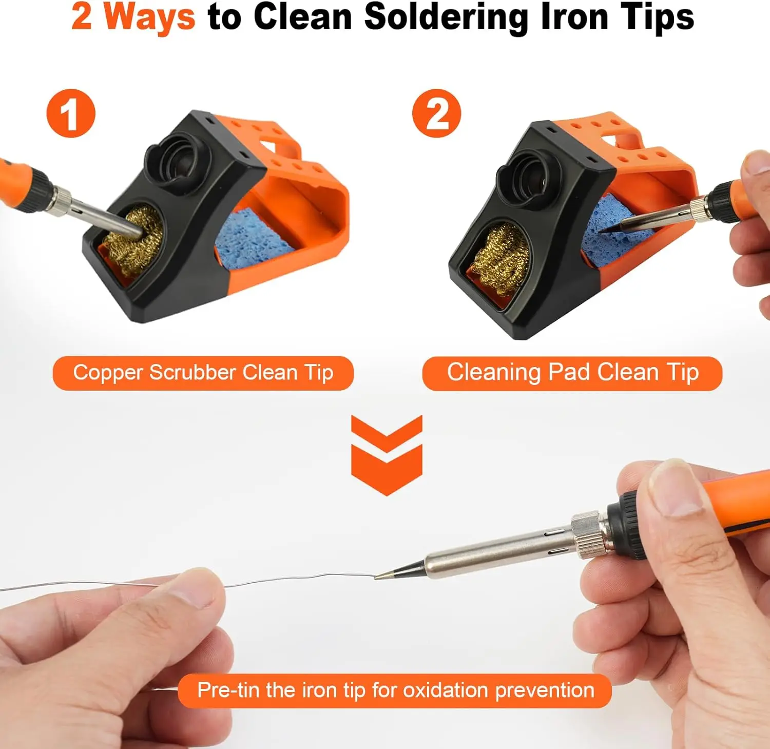 939D+ Digital Soldering Station, 100W PID Temp Control, Fast Heating, ESD Safe, Lead Free, Orange