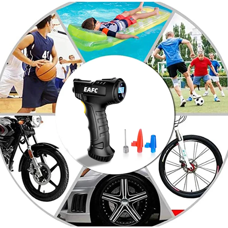 EAFC Handheld Car Air Compressor 120W Wireless/Wired Inflatable Pump Air Pump Digital Car Tire Inflator Machine for Car Bicycle