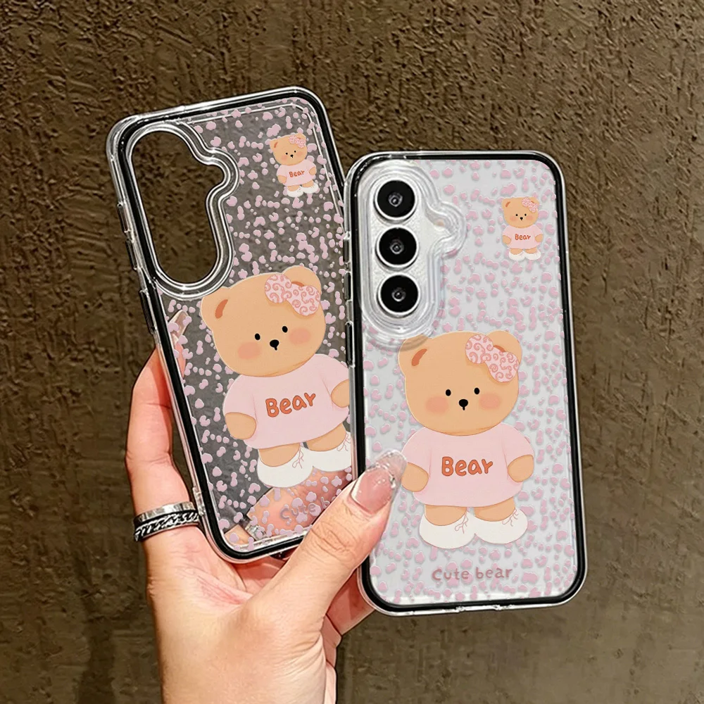 Cute Bear Two-in-one Phone Case For Samsung S25 Ultra A56 S26 Ultra A57 5G A55 A17 A07 A37 S23 A34 S24 Plus A25 TPU Capinha Caha view 2