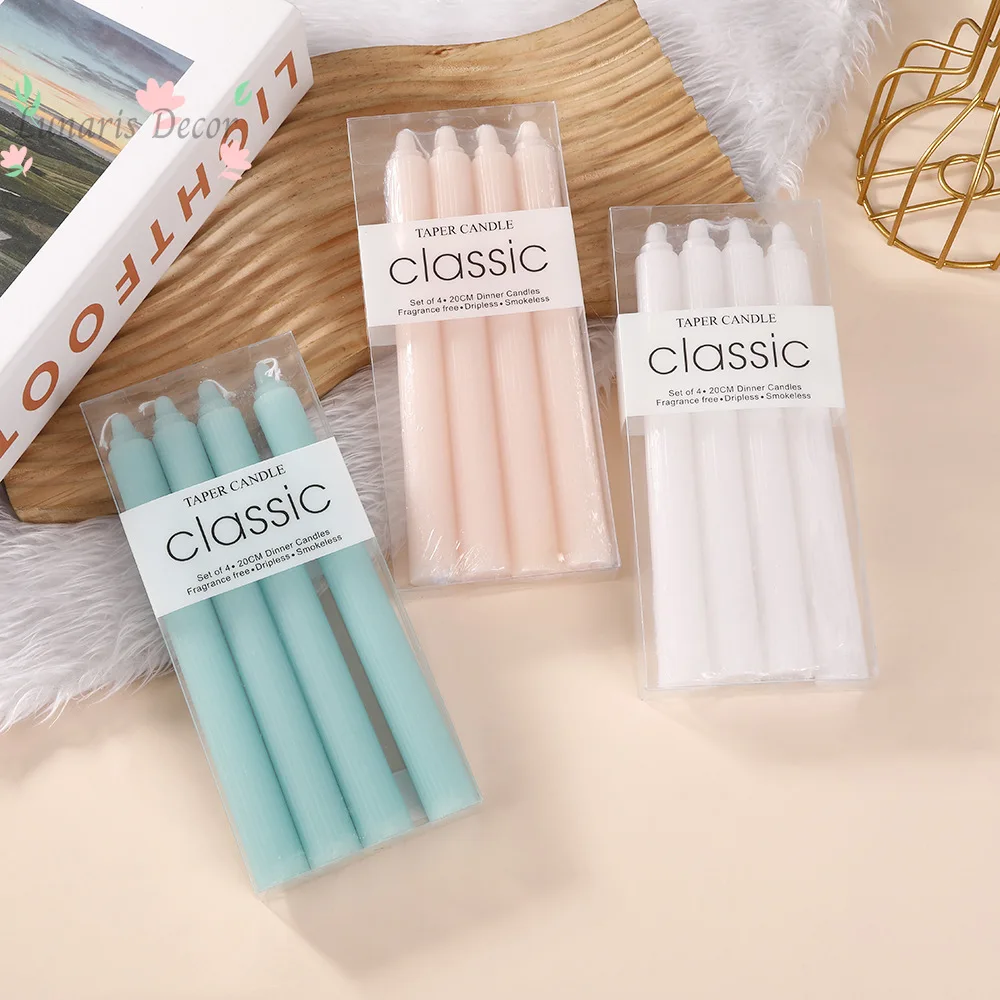 20Cm classic European macaron vertical long pole candle romantic wedding western restaurant pole wax colored candle ornament