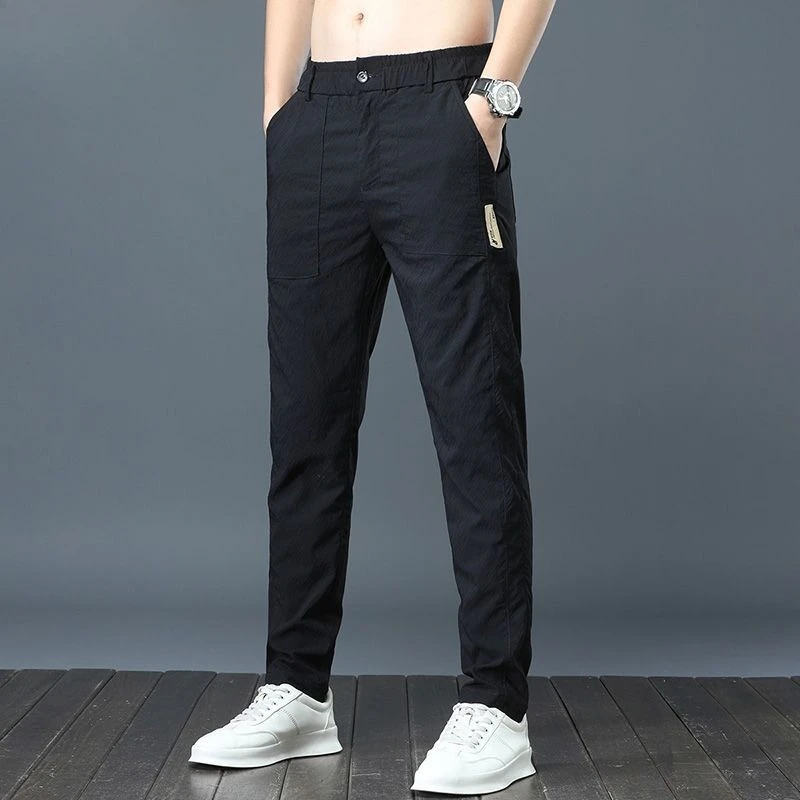 Men's Summer Casual Pants Thin Loose Straight Trousers Breathable Cooling Slacks Fashion Daily Wear