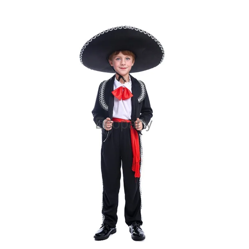 Kids Traditional Mexican Mariachi Amigo Dance Costume Children Halloween Carnival Party Matador Fighter Spanish Prince Costumes