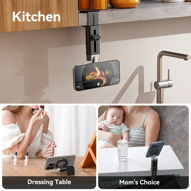 Magnetic Airplane Phone Holder, Flexible Rotation Hands-Free Mount for iPhone 15 Pro Max, Travel Essential Phone clip Phone ring