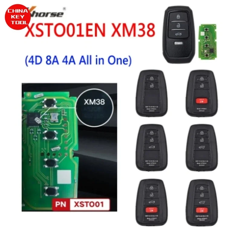 1PCS Xhorse XSTO01EN For Toyota XM38 Smart Key 4D 8A 4A All in One with for KEY TOOL Plus Max VVDI2 VVDI Mini Support Renew & Re