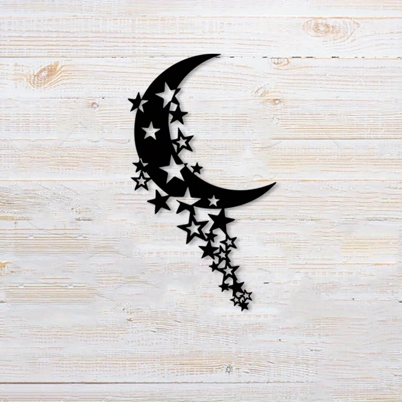 

Металлическое настенное панно «Луна и звезды», 1 шт., статуэтка-картина «Луна и звезды», идеально подходит для декора спальни, гостиной, небесный декор.