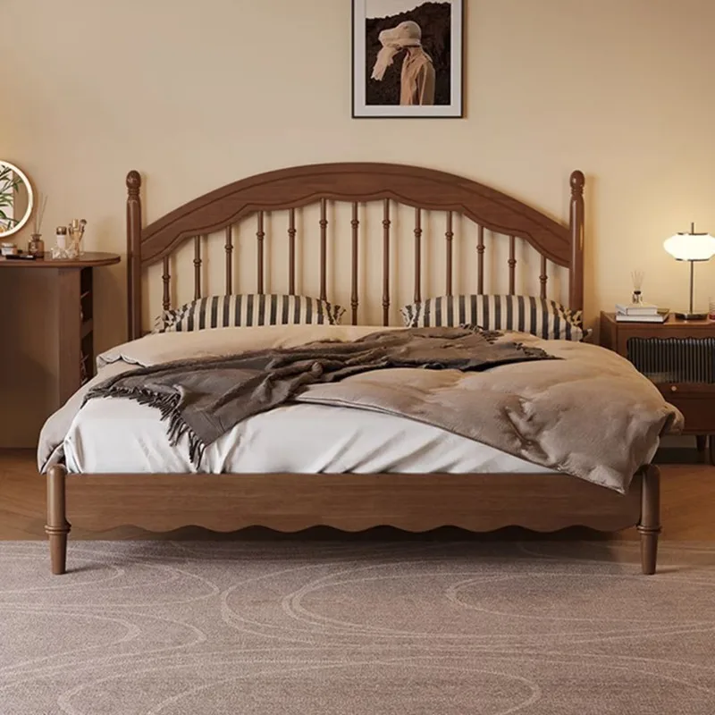 

American modern simple bed 1.8m x 2m double solid wood bed