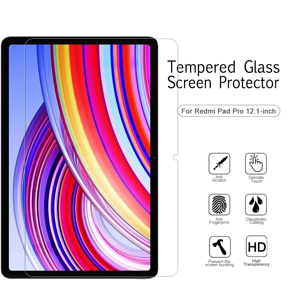 Protetor de Tela Anti-Queda para Xiaomi Redmi Pad Pro, Vidro Temperado HD Resistente a Riscos, 12,1 pol, 2024