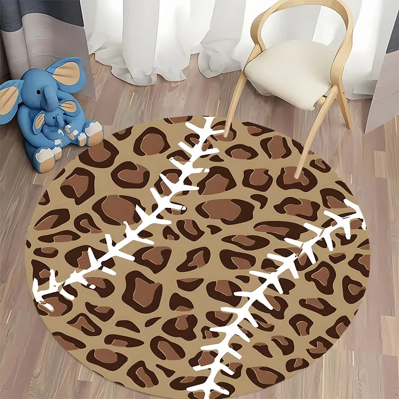 Leopard Print Round Rug for Stylish Interiors round carpet for home sofa bedroom, gift