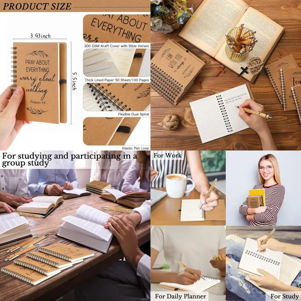 

160-Piece Christian Gift Set: Spiral Notebook, Bible Verse Pen, Prayer Journal & Religious Notepad for Churchgoers