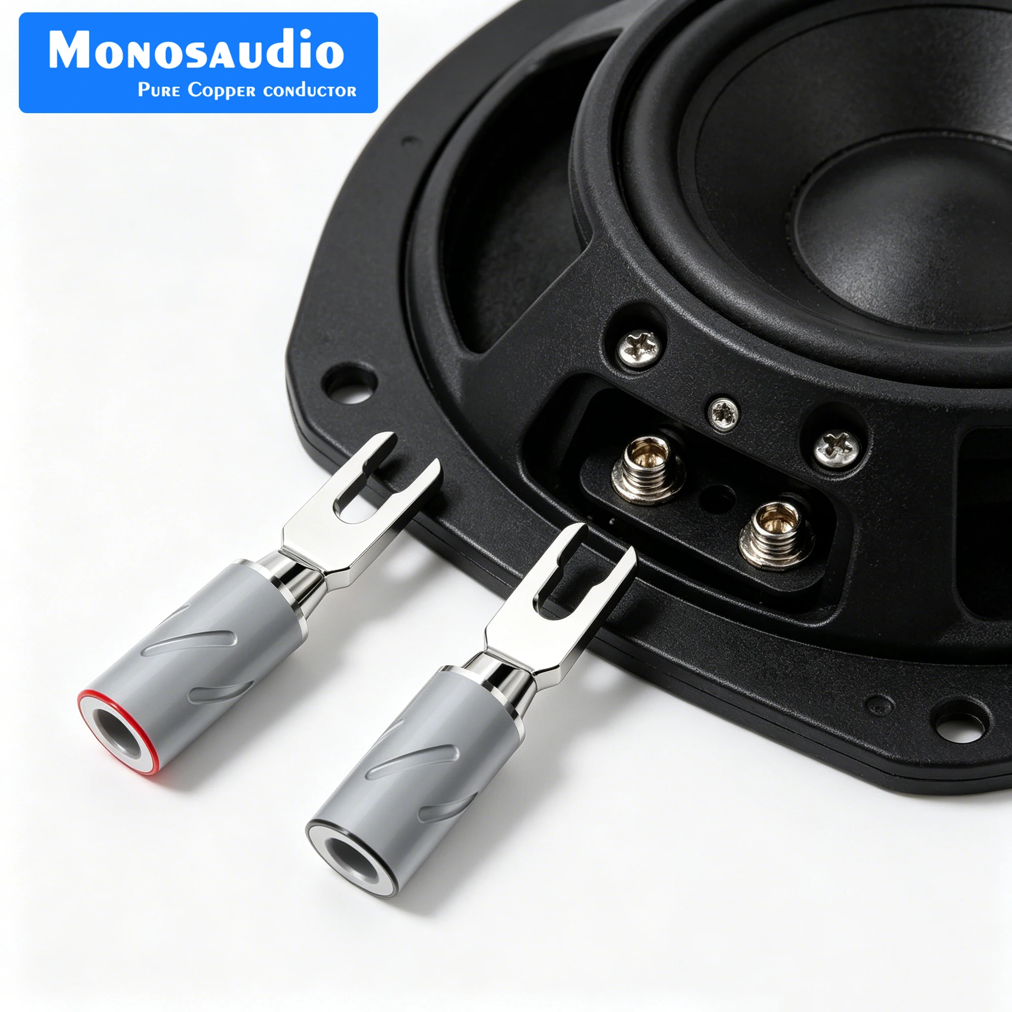 Monosaudio Pure Copper Gold/Rhodium plated Y spade connector screw locking or soldering for Amplifier Speaker