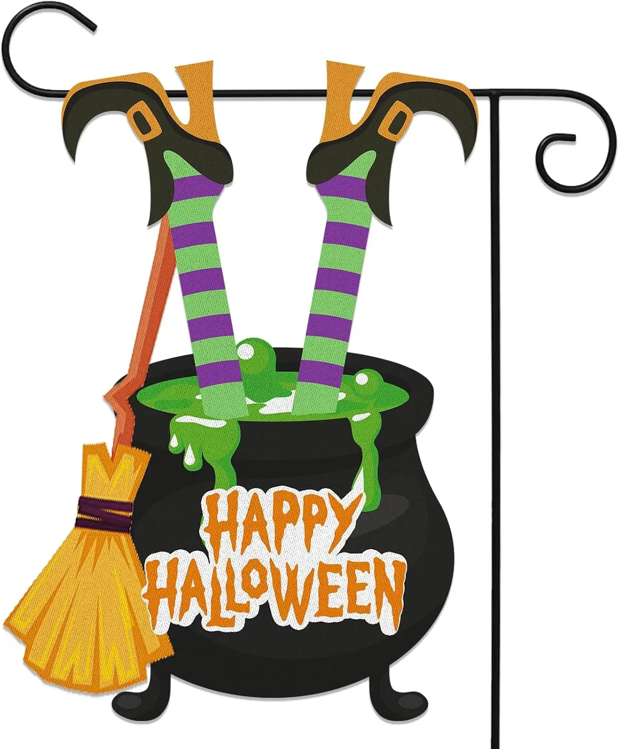 Halloween Garden Flag Happy Halloween Witch Feet Graden Flag 12 X 18 Inch Double Sided Yard Flag Farmhouse Decor for Seasonal Ho