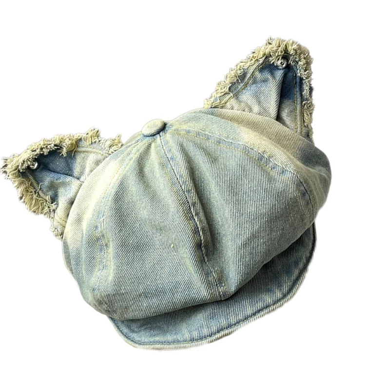 Chapeau à huit angles avec bordure amusante audition chat, plan en coton lisse, ajout extérieur