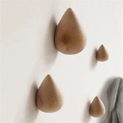 Wall Mounted Coat Hook Natural Wood Clothes Hanger Decorative Key Holder Hat Scarf Handbag Storage Hanger Bathroom Rack