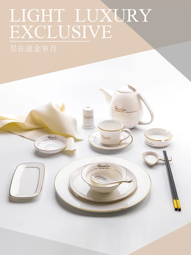 

European ceramic flat plate Western food steak Household Nordic Knives and forks Tableware set