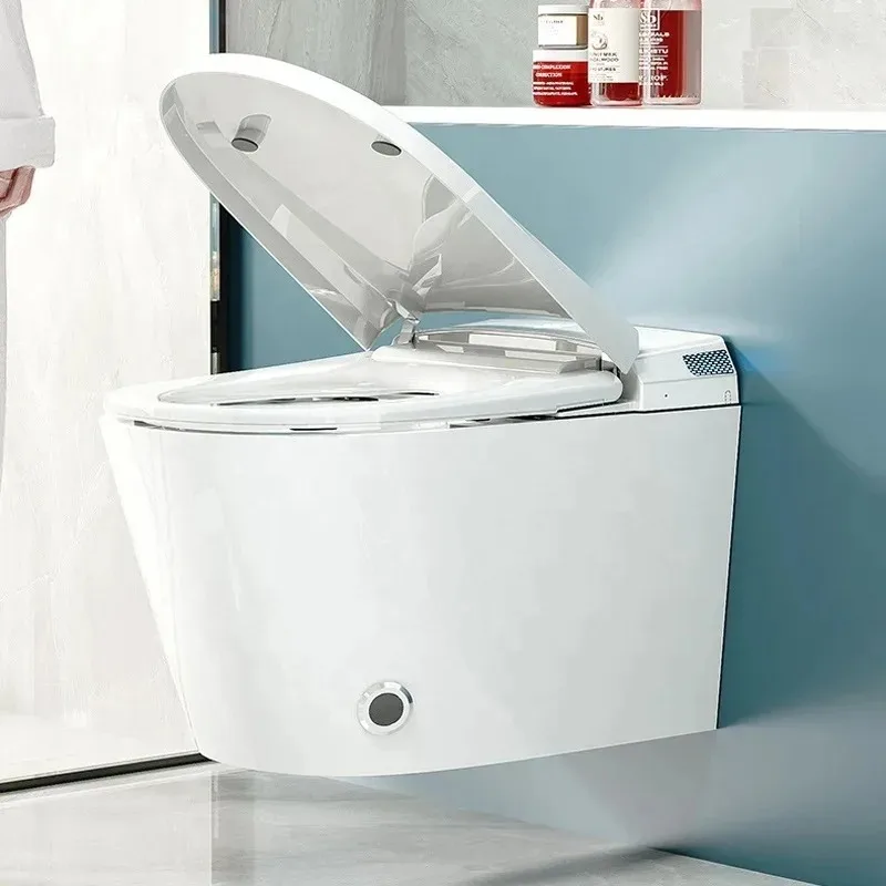 

Новая сантехника, настенный автоматический шкаф для воды, керамический подвесной унитаз для ванной комнаты, настенный умный унитаз