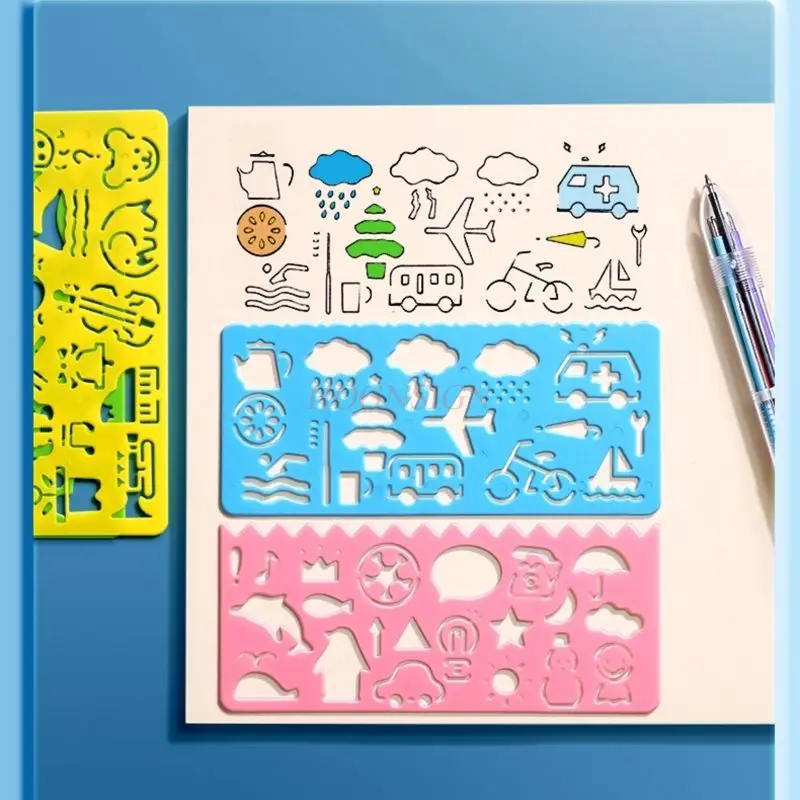 15 Stück/Set Grundschul-Lineal-Schablonen-Lineal-Set, Kreiszeichnung, vielseitiges und vielseitiges Lineal-Set, komplettes Set