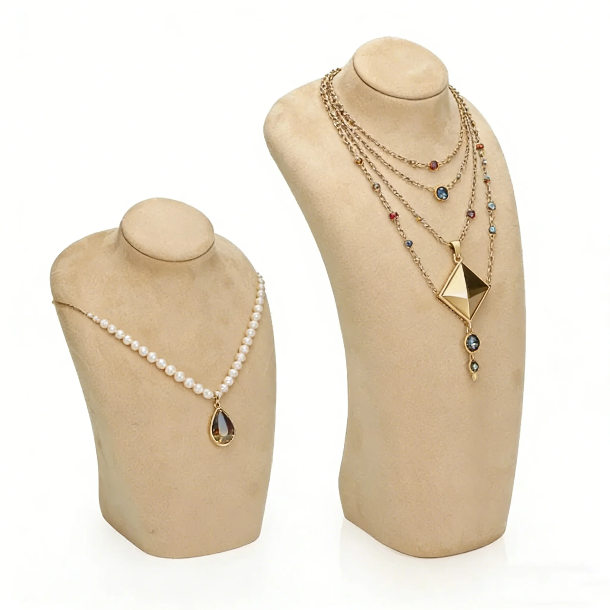 Velvet Portrait Necklace Display Pendant Show Stand  Jewelry Mannequin Bust Necklace Window Display Rack