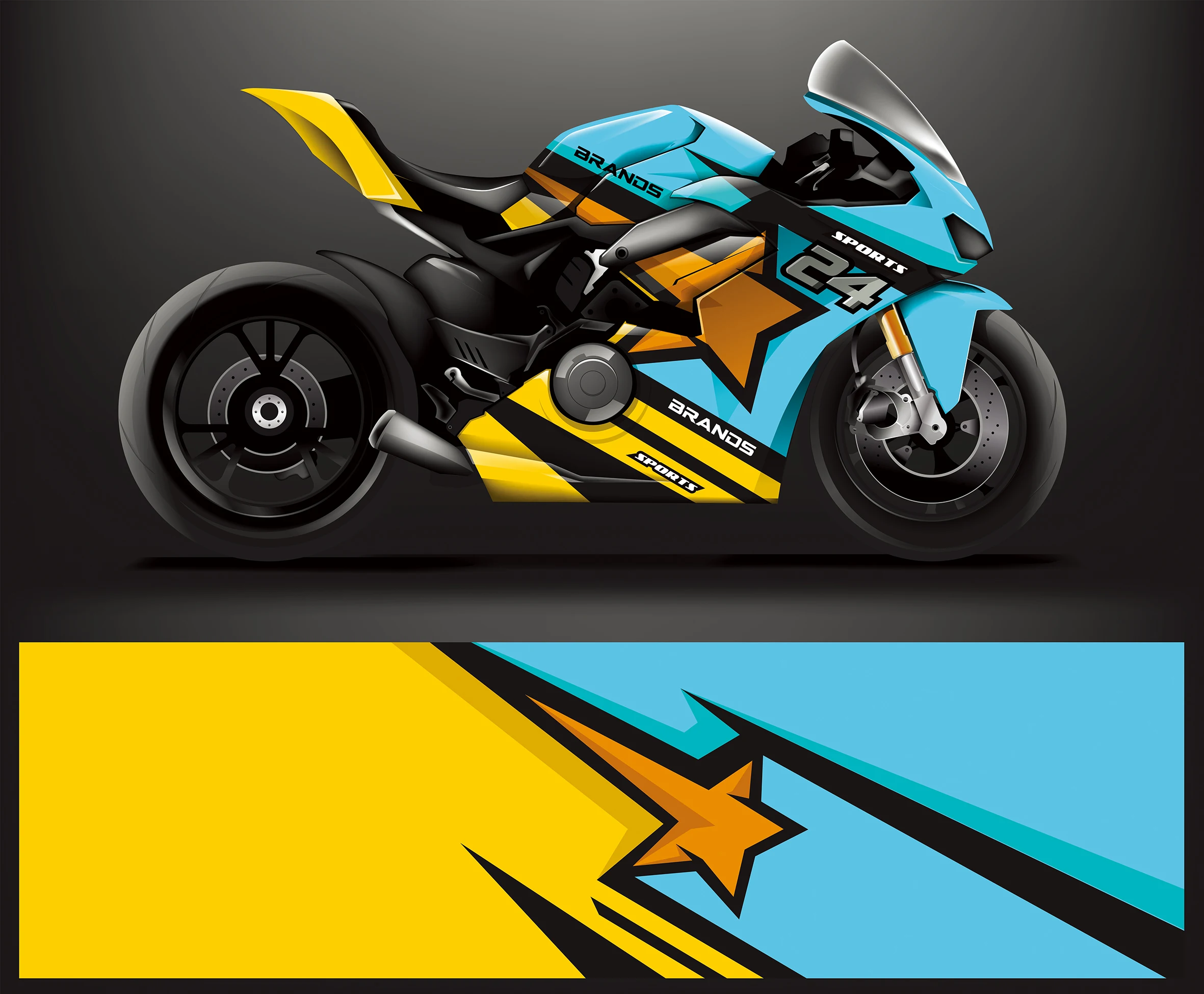 Full Body Racing Graphic Decals Vinyl Wrap Motorcycle Full Wrap Stickers Decorative Motorcycle Race Color Change Film 200*60cm